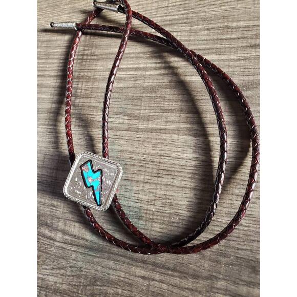 Bolo tie, lightning bolt, western bolo tie necklace, rodeo western necklace - Picture 2 of 7